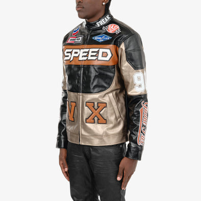 Copper Rivet PU Racing Jacket (Copper)