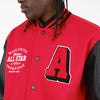 Copper Rivet All Star PU Sleeve Varsity Jacket (Red)