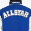 Copper Rivet All Star PU Sleeve Varsity Jacket (Blue)