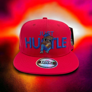 US Cotton Just Hustle Snapback Hat (Red) / 2 for $15