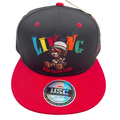 US Cotton Living My Best Life Snapback Hat (Black/Red) / 2 for $15