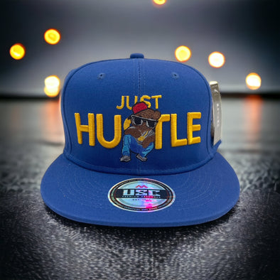 US Cotton Just Hustle Snapback Hat (Blue) / 2 for $15