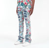 Copper Rivet Floral Stacked Pants (White)