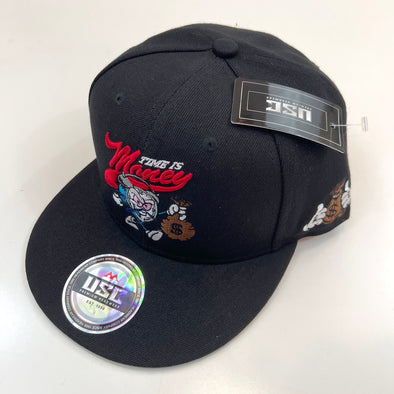 US Cotton Time is Money Snapback Hat (Black) / 2 for $15