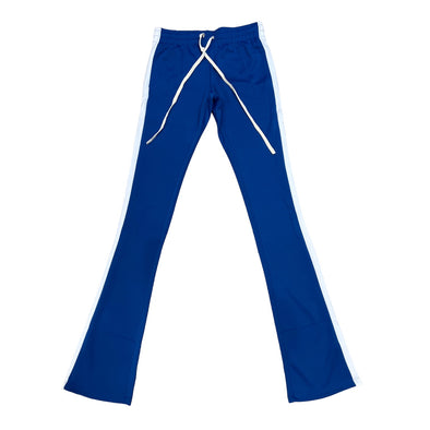 12 am Nation Single Strip Stacked Track Pant (Royal/White)