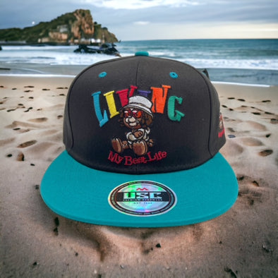 US Cotton Living My Best Life Snapback Hat (Black/Turquoise) / 2 for $15