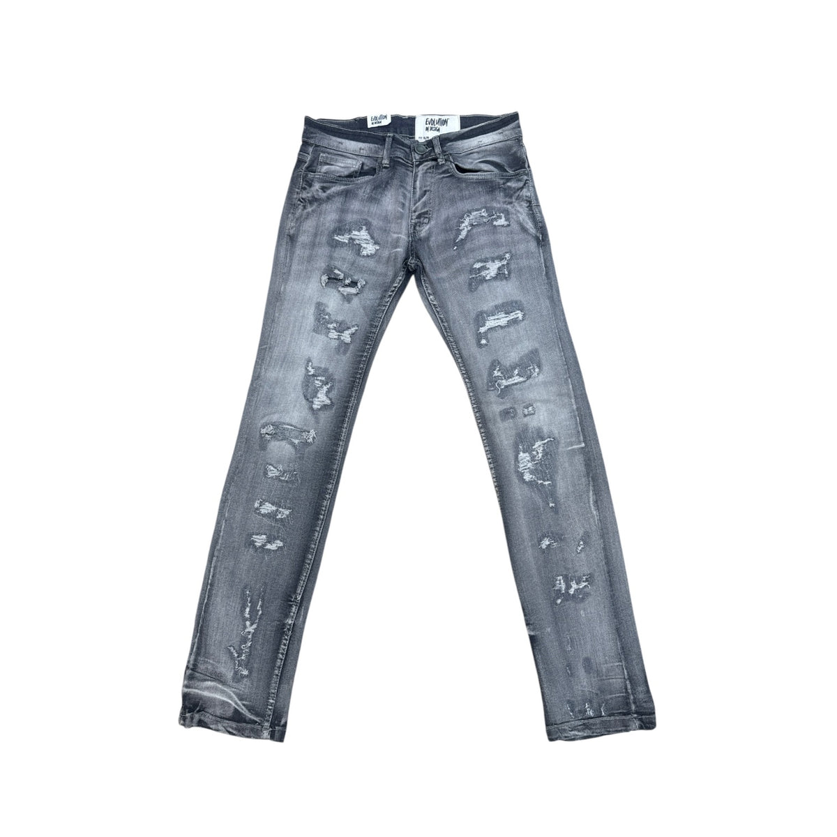 【LOWBOX】 Damage Design Denim Evolution Ripped Slim Jean (Grey)
