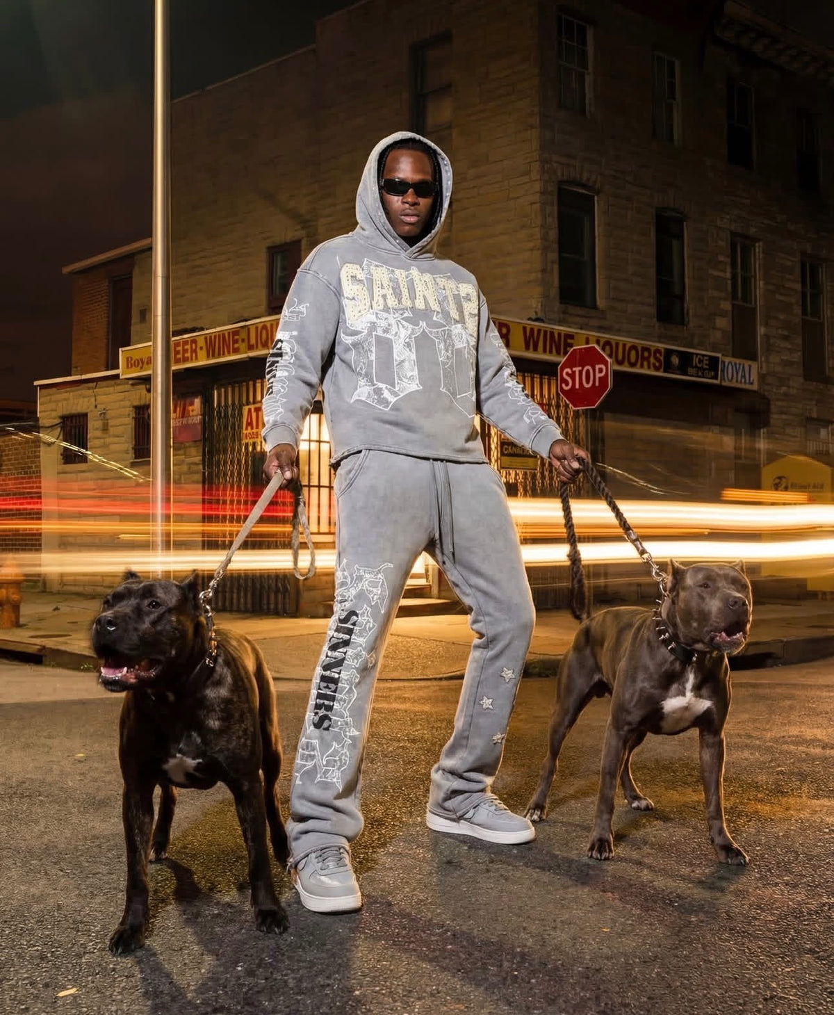 Copper Rivet Saint Crop Hoodie (Grey)