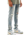 KDNK Twill Patched Ripped Denim Jean (Blue)