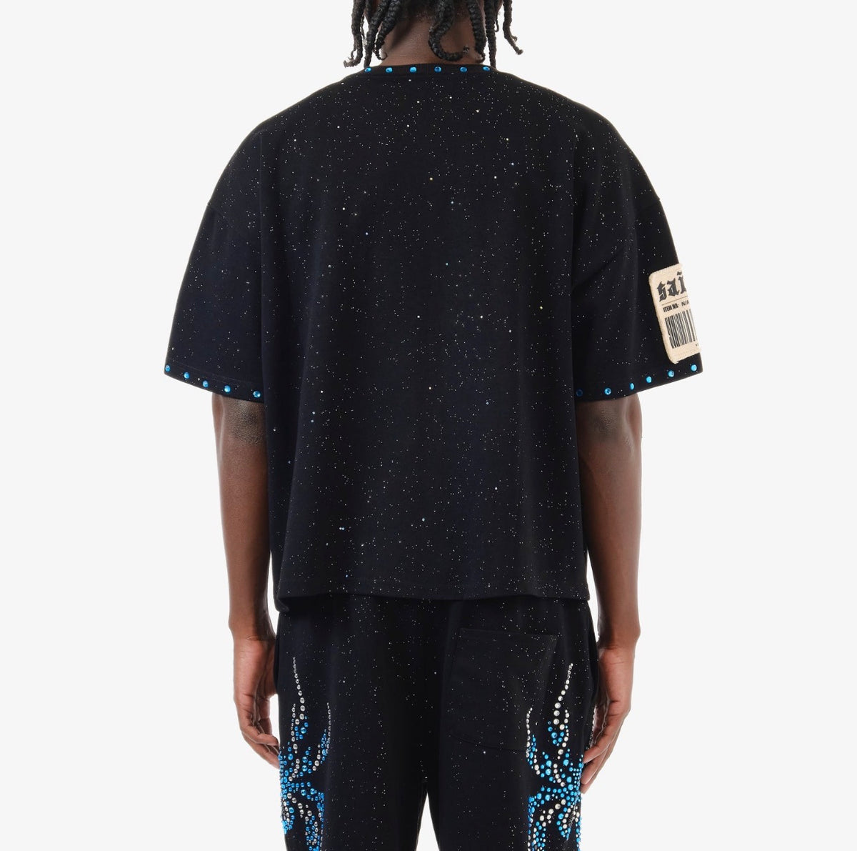 Copper Rivet Oversized Spider Crop Tee (Black)