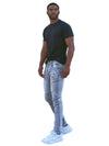 Platform Skinny Ripped Biker Jean (Grey)