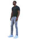 Platform Skinny Ripped Biker Jean (Grey)