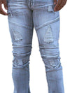 Platform Skinny Ripped Biker Jean (Grey)