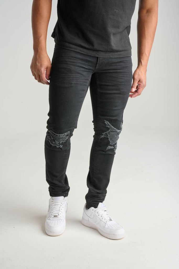 【SCENERITY】Black cut jeans pore washed black jeans - SCENERITY | 60% - Asian Fashion