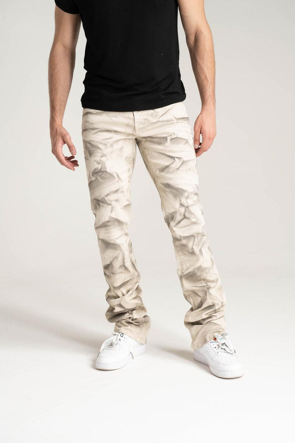 Taker Stretch Stacked Pant with Special Wash Effect (Latte)