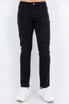 Platform Skinny Ripped Biker Jean (Jet Black)