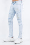 Platform Skinny Ripped Biker Jean (Ice Blue)