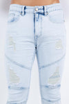 Platform Skinny Ripped Biker Jean (Ice Blue)