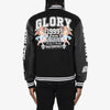 Copper Rivet Glory PU Sleeve Varsity Jacket (Black)