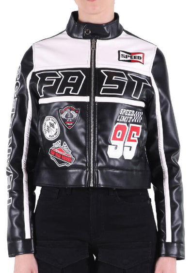 Red Fox PU Racing Woman Jacket (Black)