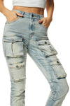 Smoke Rise Red Multi Pocket Skinny Stacked Jeans