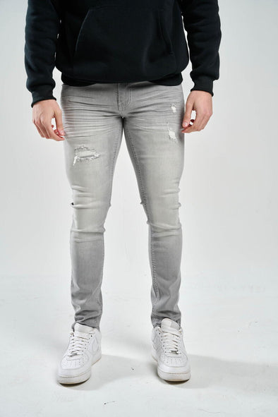 Solutus Premium Stretch Jeans with 3D Crinkle & Rip/Repair (Grey)