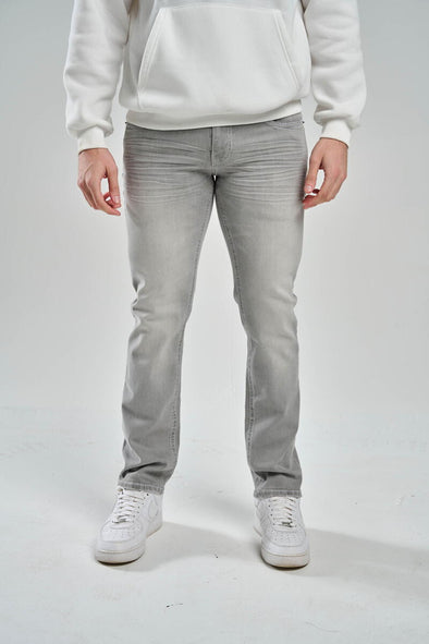 Solutus Premium Stretch Slim Straight Fit Jean with 3D Crinkle (Grey)