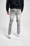 Spark Slim Fit Stretch Jeans with 3D Crinkle & Repair (Grey)