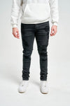 Spark Slim Fit Stretch Jeans with 3D Crinkle & Repair (Jet Black)