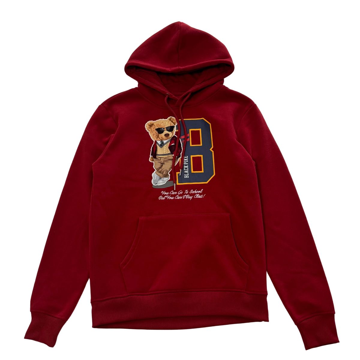 Black Pike Patch Embroidered Hoodie (Red) | UPSTREAMERS