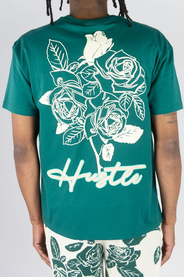 Rebel Minds Hustle Rose Tee (Hunter Green)