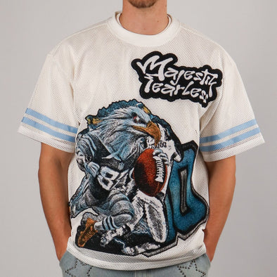 Majestik Eagle Oversized Mesh Croptop Tee (Off White)
