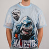 Majestik Shark Oversized Mesh Croptop Tee (Sky Blue)