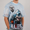 Majestik Shark Oversized Mesh Croptop Tee (Sky Blue)