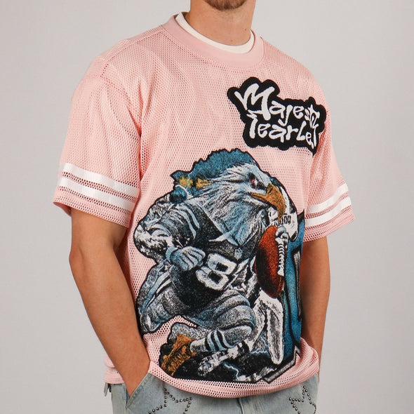 Majestik Eagle Oversized Mesh Croptop Tee (Light Pink)