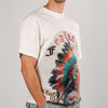 Majestik Tapestry Oversized Rhinestone Croptop Tee (Cream)