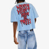 Copper Rivet Lips Oversized Croptop Tee (Sky Blue)