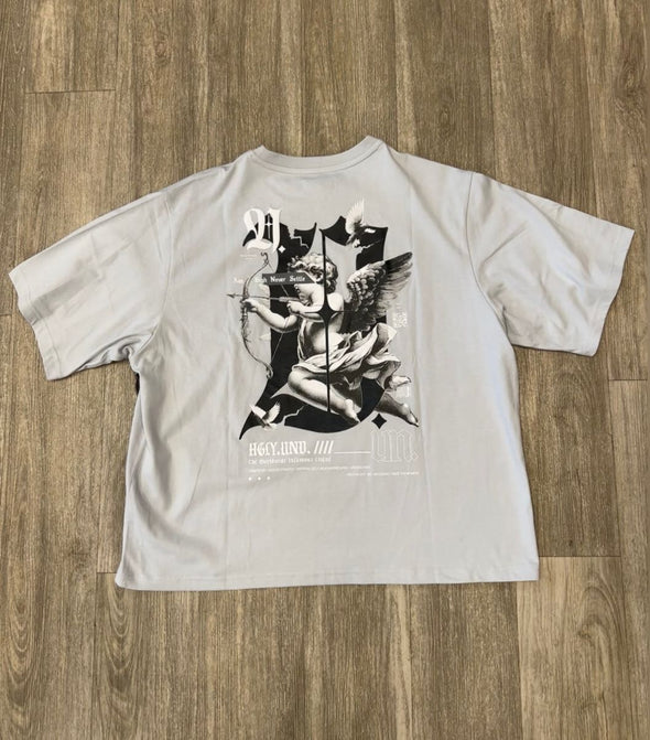 Highly Undrtd Angel Oversize Croptop Tee (Grey)
