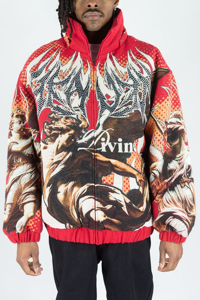 Rebel Minds Rhine Stone Heaven Tapestry Jacket (Red)
