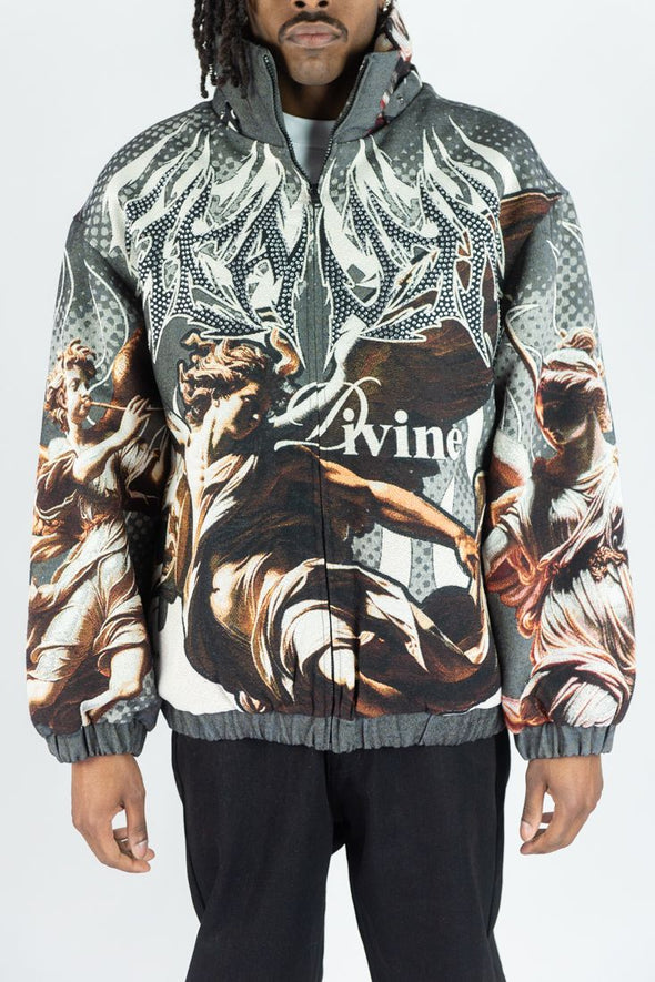Rebel Minds Rhine Stone Heaven Tapestry Jacket (Grey)