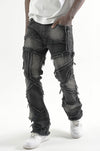 Taker Stretch Multi Patch Stacked Jean (Black)