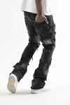 Taker Stretch Multi Patch Stacked Jean (Black)