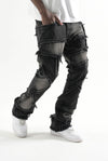 Taker Stretch Multi Patch Stacked Jean (Black)