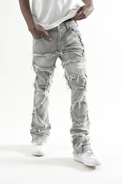 Taker Stretch Multi Patch Stacked Jean (Grey)