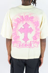 Rebel Minds Cross Rhinestone Crop Tee (Cream)