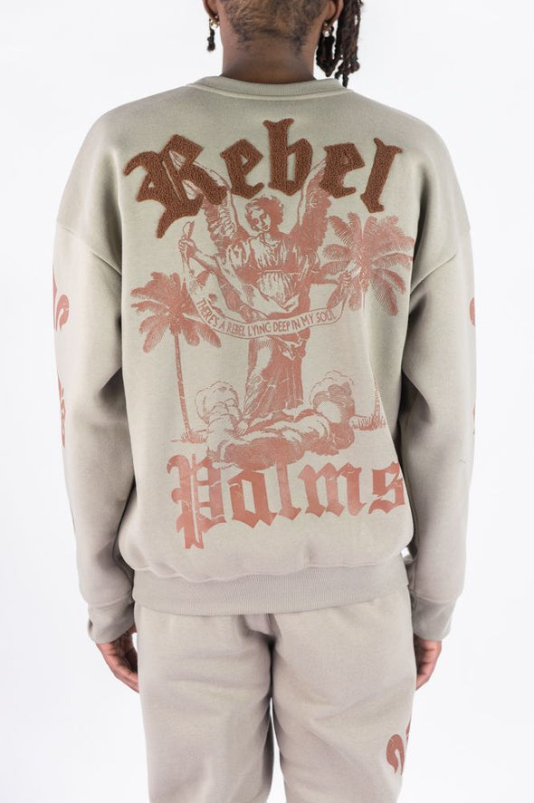 Rebel Minds Palms Crewneck (Taupe)