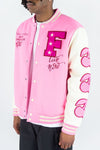 Rebel Minds Live and Love Melton Varcity Jacket (Pink)