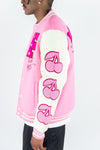 Rebel Minds Live and Love Melton Varcity Jacket (Pink)
