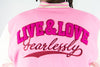 Rebel Minds Live and Love Melton Varcity Jacket (Pink)