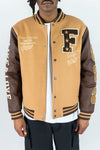 Rebel Minds Live and Love Melton Varcity Jacket (Caramel)